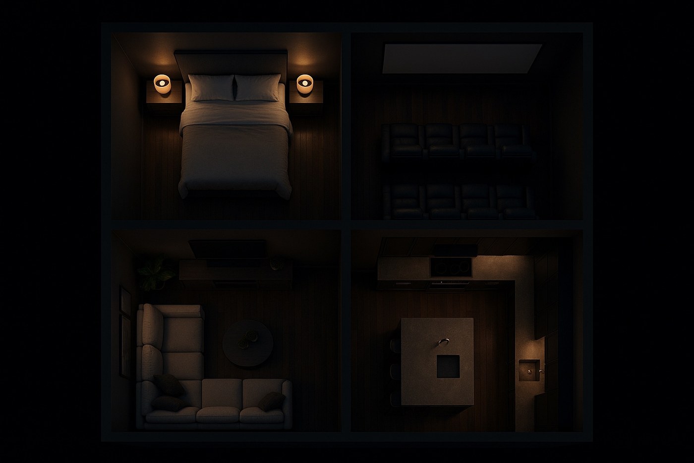 Top-down view of a smart home